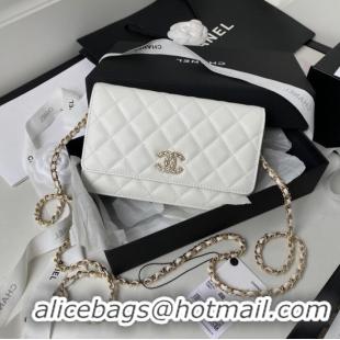 Pretty Style Chanel Grained Calfskin small Shoulder Bag AP2734 white