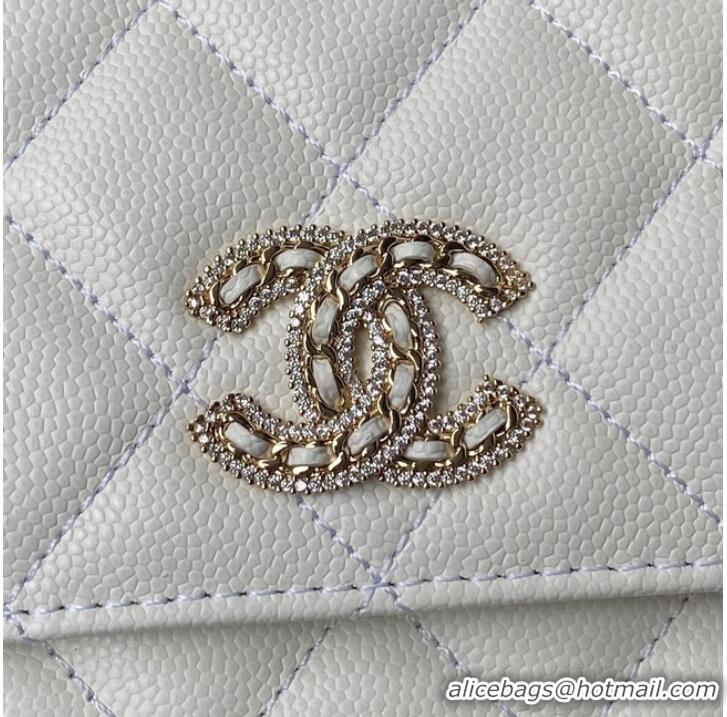 Pretty Style Chanel Grained Calfskin small Shoulder Bag AP2734 white