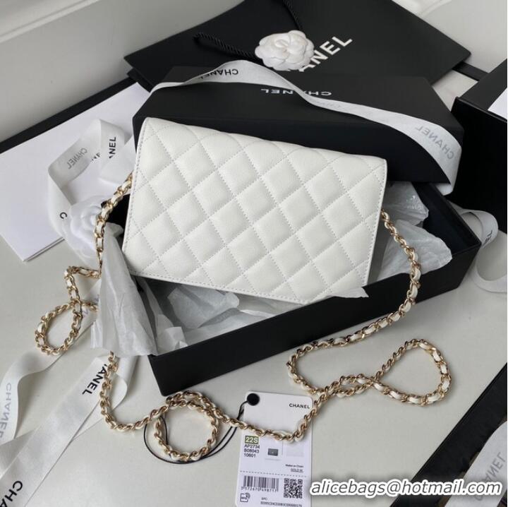 Pretty Style Chanel Grained Calfskin small Shoulder Bag AP2734 white