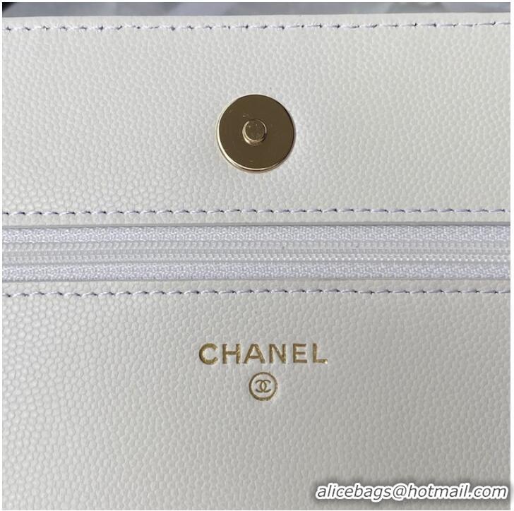 Pretty Style Chanel Grained Calfskin small Shoulder Bag AP2734 white