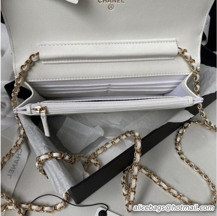 Pretty Style Chanel Grained Calfskin small Shoulder Bag AP2734 white