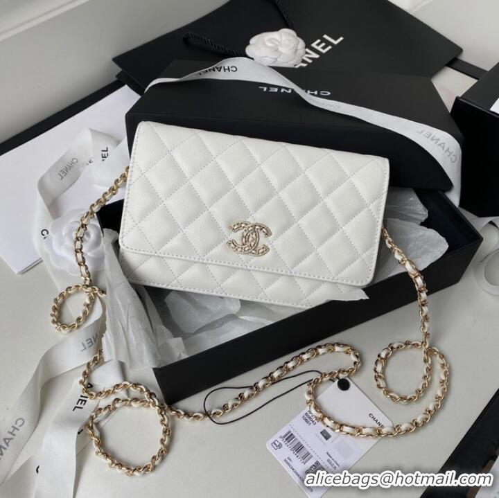 Pretty Style Chanel Grained Calfskin small Shoulder Bag AP2734 white