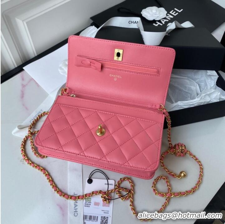 Spot Bulk Chanel Lambskin Flap Shoulder Bag AP1450 pink