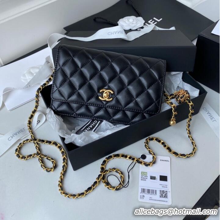 Luxury Discount Chanel Lambskin Flap Shoulder Bag AP1450 black