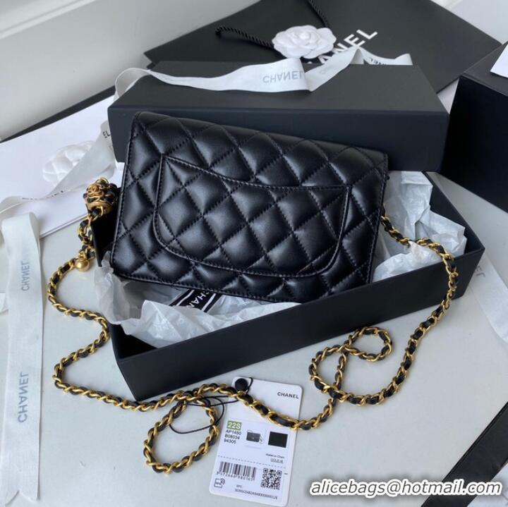 Luxury Discount Chanel Lambskin Flap Shoulder Bag AP1450 black