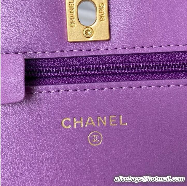 Inexpensive Chanel Lambskin Flap Shoulder Bag AP1450 Purple