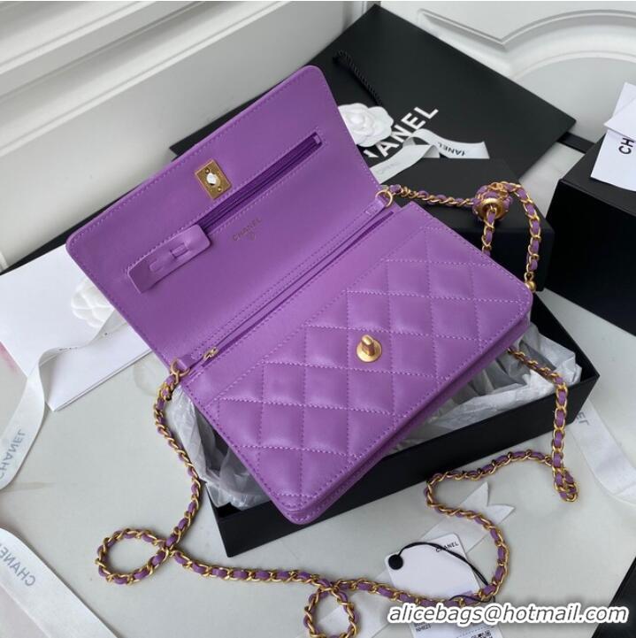 Inexpensive Chanel Lambskin Flap Shoulder Bag AP1450 Purple