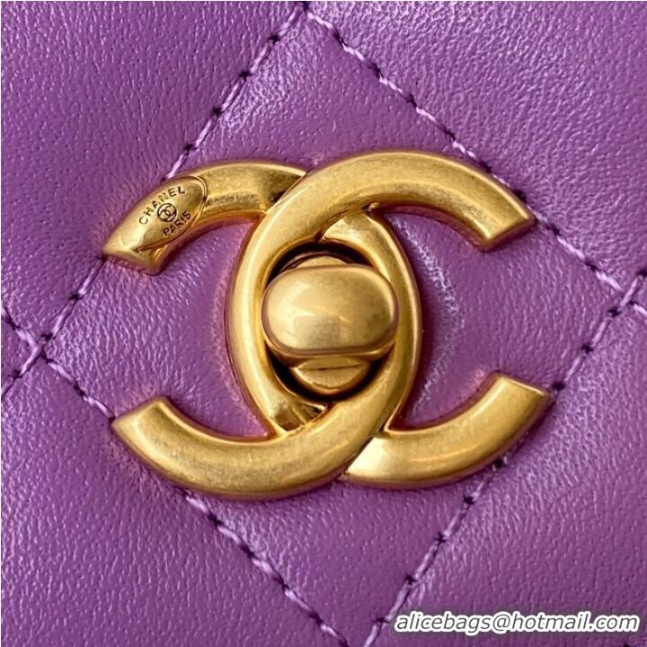 Inexpensive Chanel Lambskin Flap Shoulder Bag AP1450 Purple