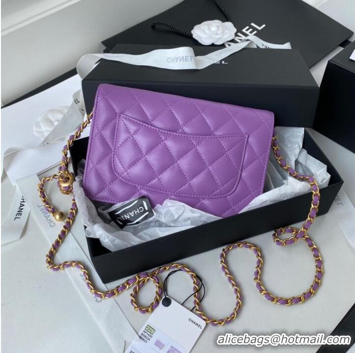 Inexpensive Chanel Lambskin Flap Shoulder Bag AP1450 Purple