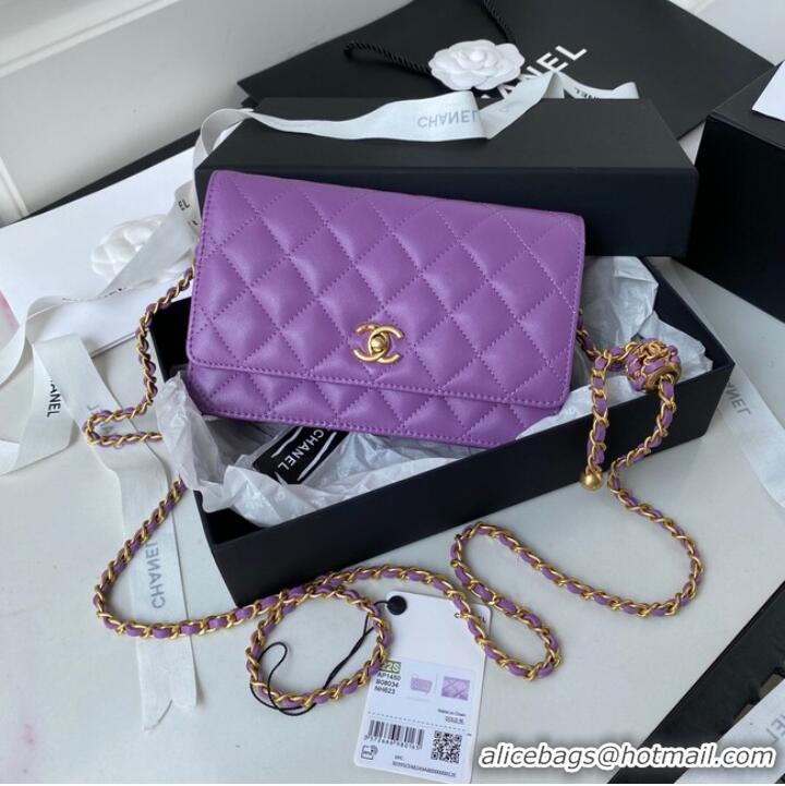 Inexpensive Chanel Lambskin Flap Shoulder Bag AP1450 Purple