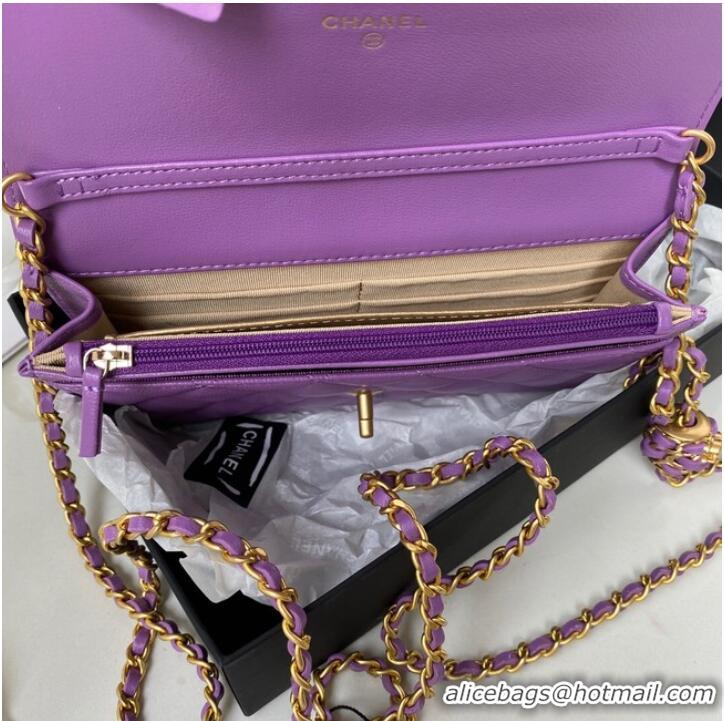 Inexpensive Chanel Lambskin Flap Shoulder Bag AP1450 Purple