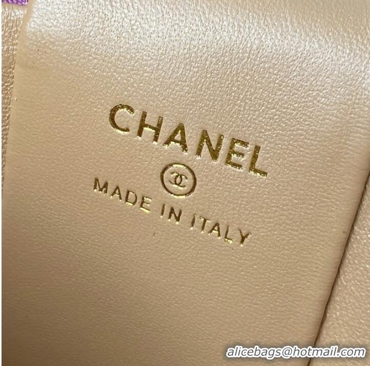 Buy Cheapest Chanel lambskin top handle bag AP2730 Purple