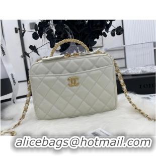 Low Cost CHANEL HANDBAG Grained Calfskin&Gold-Tone Metal AP3222 white