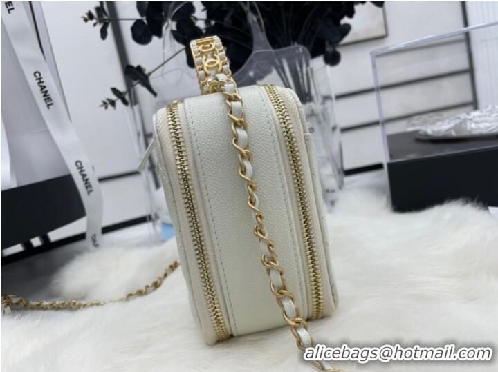 Low Cost CHANEL HANDBAG Grained Calfskin&Gold-Tone Metal AP3222 white