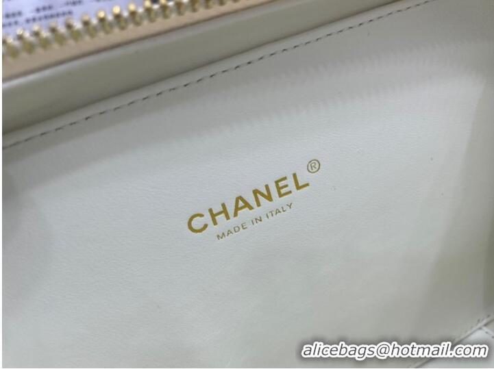 Low Cost CHANEL HANDBAG Grained Calfskin&Gold-Tone Metal AP3222 white