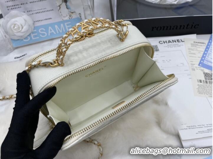 Low Cost CHANEL HANDBAG Grained Calfskin&Gold-Tone Metal AP3222 white