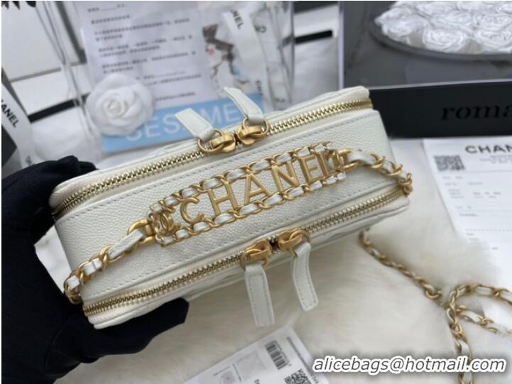 Low Cost CHANEL HANDBAG Grained Calfskin&Gold-Tone Metal AP3222 white