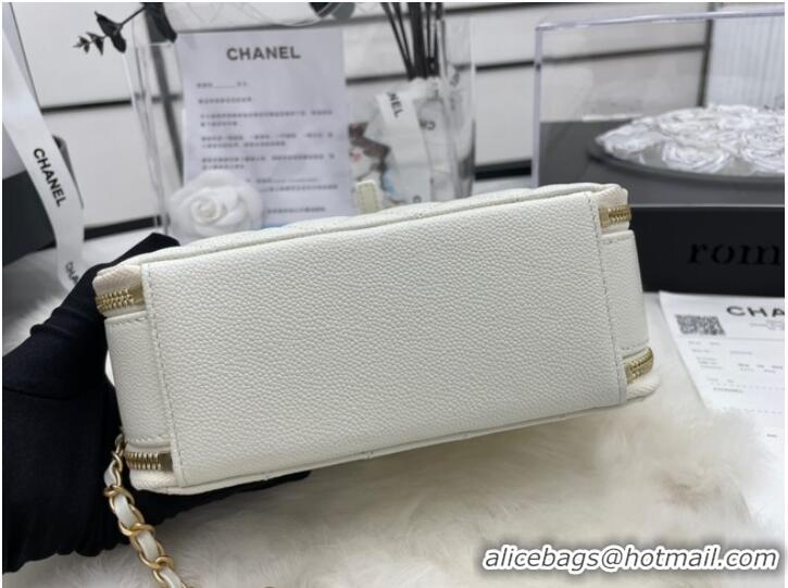 Low Cost CHANEL HANDBAG Grained Calfskin&Gold-Tone Metal AP3222 white