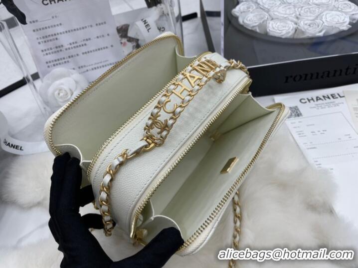 Low Cost CHANEL HANDBAG Grained Calfskin&Gold-Tone Metal AP3222 white