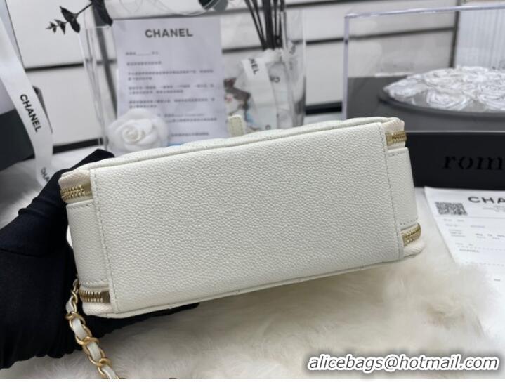 Low Cost CHANEL HANDBAG Grained Calfskin&Gold-Tone Metal AP3222 white