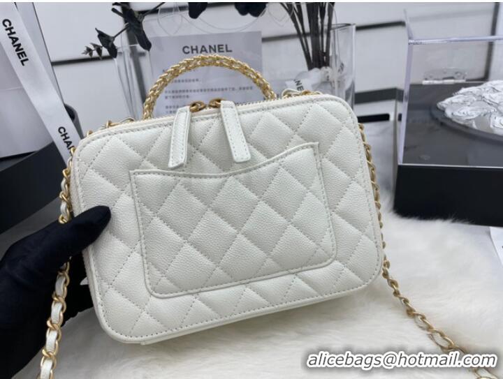 Low Cost CHANEL HANDBAG Grained Calfskin&Gold-Tone Metal AP3222 white