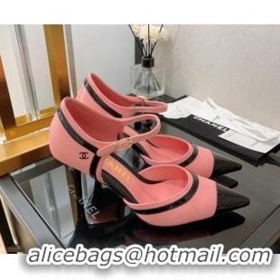 Unique Style Chanel Lambskin & Patent Calfskin Pointed Toe Pumps 8.5cm Pink 042156