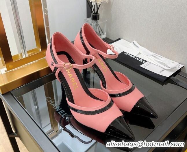 Unique Style Chanel Lambskin & Patent Calfskin Pointed Toe Pumps 8.5cm Pink 042156