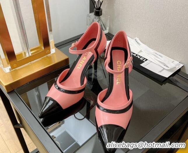 Unique Style Chanel Lambskin & Patent Calfskin Pointed Toe Pumps 8.5cm Pink 042156