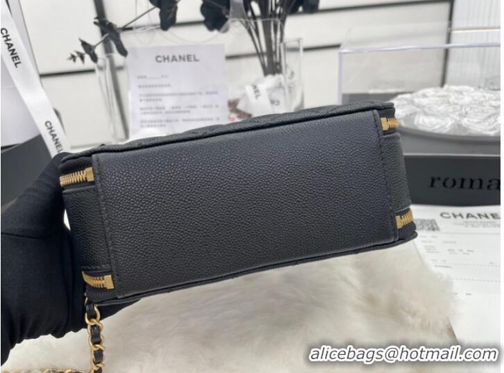 Famous Brand CHANEL HANDBAG Grained Calfskin&Gold-Tone Metal AP3222 black