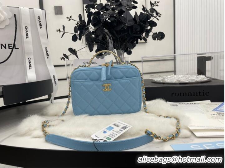 Luxury Discount CHANEL HANDBAG Grained Calfskin&Gold-Tone Metal AP3222 blue