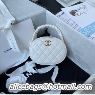 Famous Brand Chanel lambskin top handle bag AP27301 white