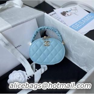 Reasonable Price Chanel lambskin top handle bag AP27301 blue