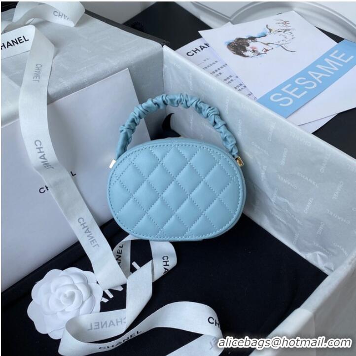 Reasonable Price Chanel lambskin top handle bag AP27301 blue