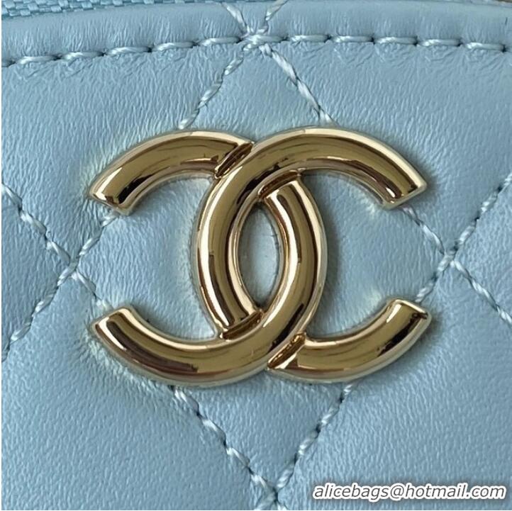 Reasonable Price Chanel lambskin top handle bag AP27301 blue