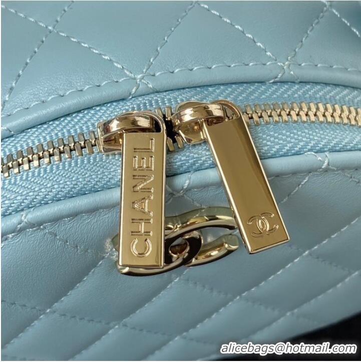 Reasonable Price Chanel lambskin top handle bag AP27301 blue