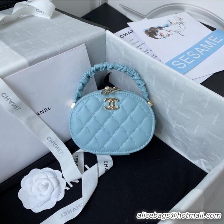 Reasonable Price Chanel lambskin top handle bag AP27301 blue