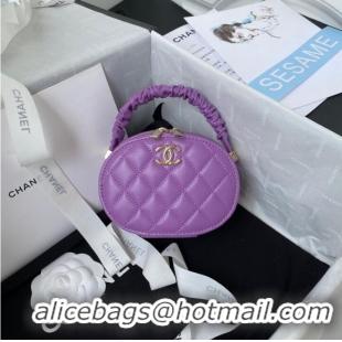 Top Quality Chanel lambskin top handle bag AP27301 Purple