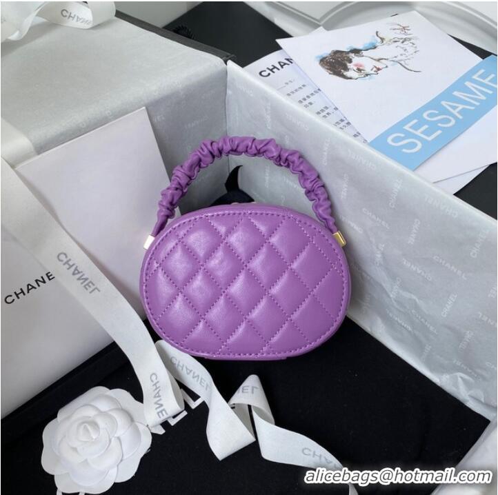 Top Quality Chanel lambskin top handle bag AP27301 Purple