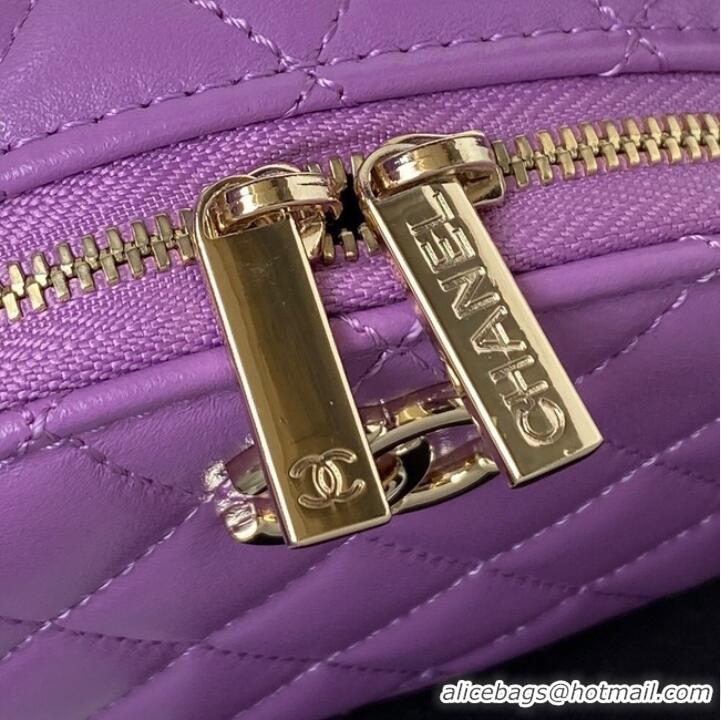 Top Quality Chanel lambskin top handle bag AP27301 Purple