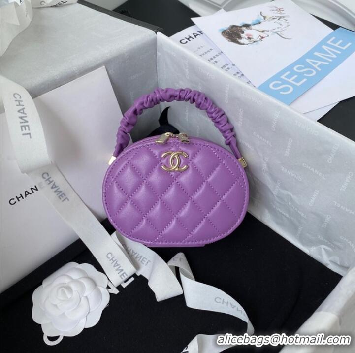 Top Quality Chanel lambskin top handle bag AP27301 Purple