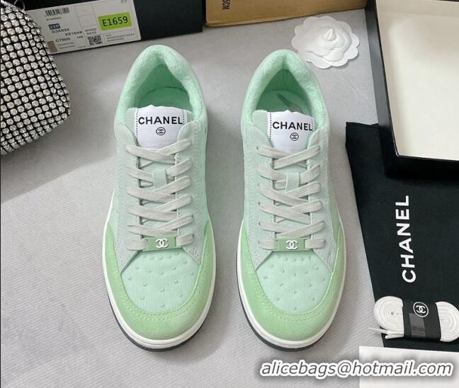 Best Price Chanel Mesh & Suede Sneakers G38811 Green 042168