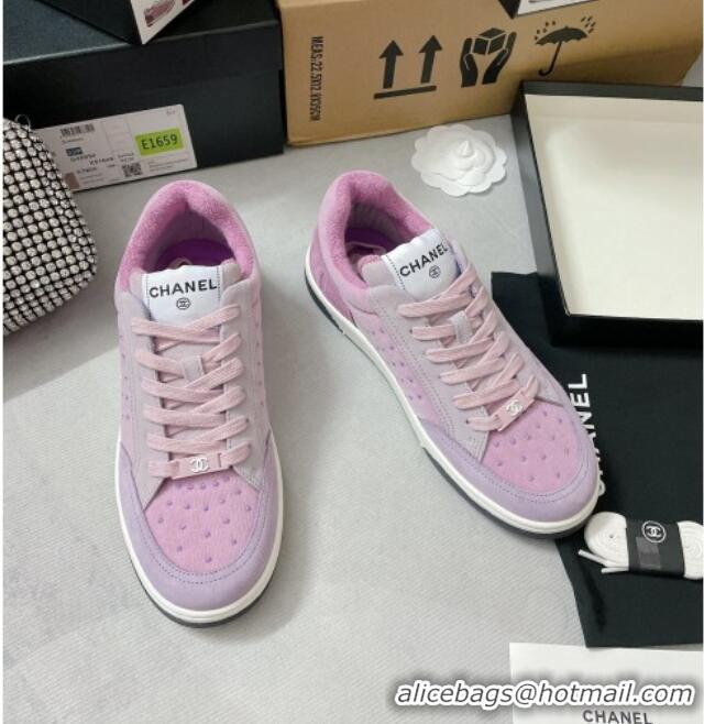 Unique Style Chanel Mesh & Suede Sneakers G38811 Purple 042169