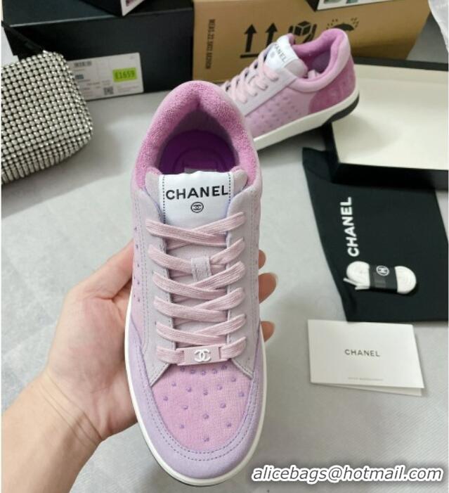 Unique Style Chanel Mesh & Suede Sneakers G38811 Purple 042169