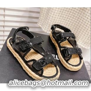 Good Quality Chanel Mesh Strap Sandals G38945 Black 042171