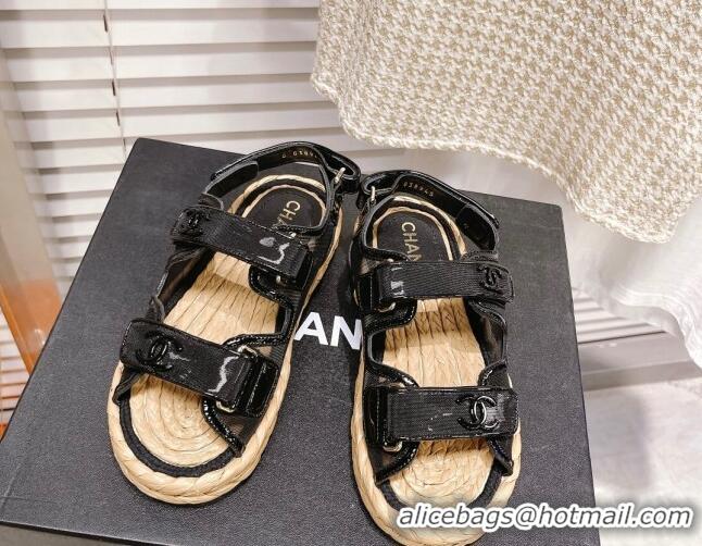 Good Quality Chanel Mesh Strap Sandals G38945 Black 042171