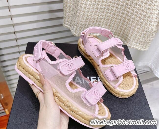 Perfect Chanel Mesh Strap Sandals G38945 Pink 042172