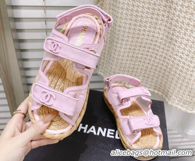 Perfect Chanel Mesh Strap Sandals G38945 Pink 042172