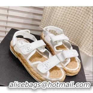 Grade Quality Chanel Mesh Strap Sandals G38945 White 042173