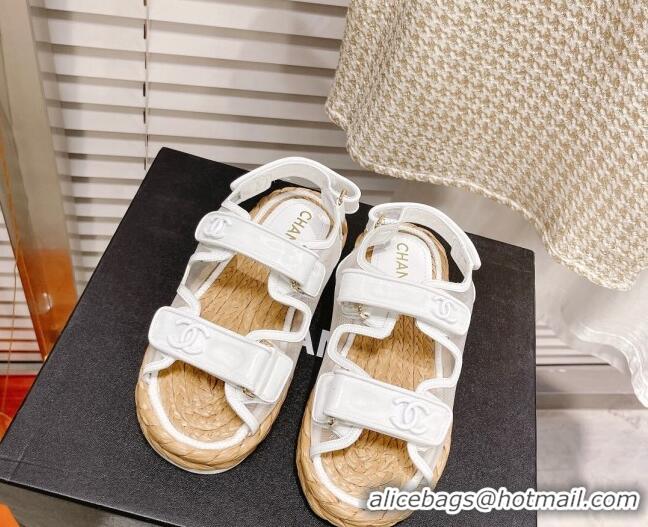 Grade Quality Chanel Mesh Strap Sandals G38945 White 042173