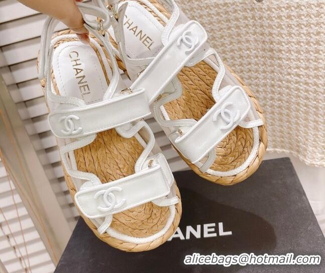 Grade Quality Chanel Mesh Strap Sandals G38945 White 042173